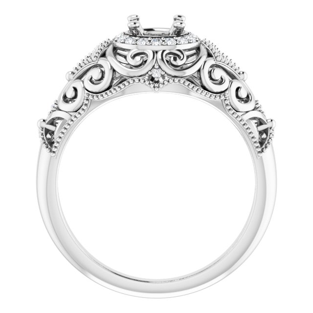 Platinum 5.2 mm Round 1/10 CTW Natural Diamond Semi-Set Vintage-Inspired Engagement Ring